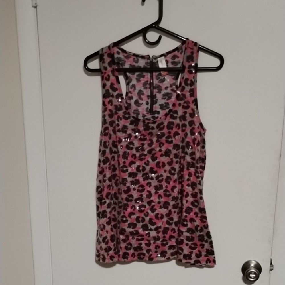 Black and Pink Keyhole Tank Top